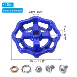 PATIKIL Outside Faucet Handle Square Stem Hole 7x7mm, Cast Steel Faucet Round Wheel Handle Replacement Water Spigot Handle with Screws Spacer, Blue