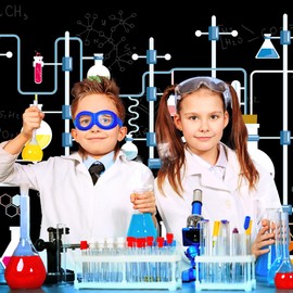 Imirell Chemical Science Birthday Backdrop 7Wx5H Feet Experiments for Kids Boys Chemistry Lab Mad Scientist Research Polyester Fabric Cool Photography Backgrounds Photo Shoot Decor Props Decoration