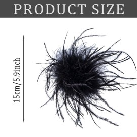 Pack of 2 Feather Brooch for Women Girls, Ostrich Feather Costume Brooch, Natural Ostrich Feather Brooch, Natural Fluffy Ostrich Feather Brooch, for Party Decoration, Headpiece, Stainless Steel