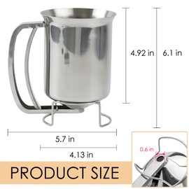 KAYCROWN Dispensador de masa de panqueques de acero inoxidable de 800 ml, dispensador de mezcla de panqueques de mano, dispensador de masa para hornear pasteles, magdalenas, crepas, gofres,