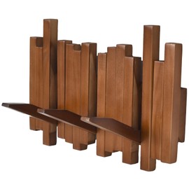 SwallowLiving Wood Coat Rack Wall Mount – Elegant Piano Hinge Coat Rack with 3 Piano Key Hooks Design, Handmade Solid Wood Entryway Storage Hooks for Modern Homes