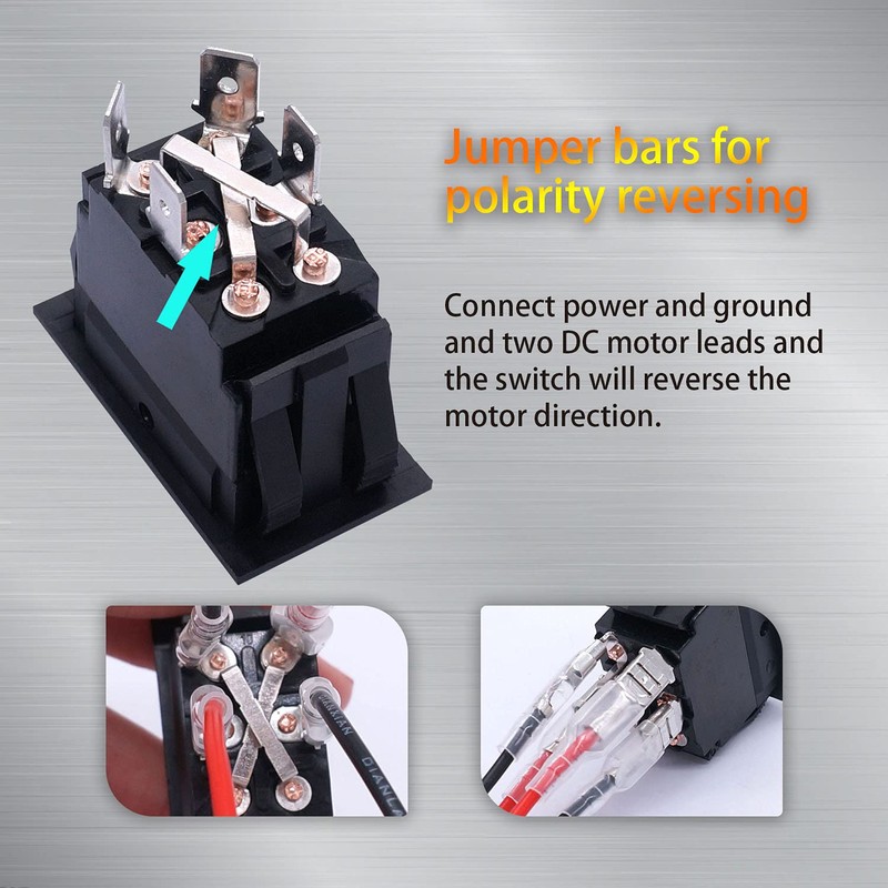 weideer 12V Reverse Polarity Switch Momentary Power Jack Rocker Switch
