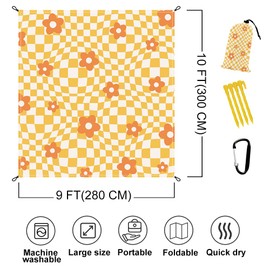 Vigesun Beach Blanket Waterproof Sandproof Extra Large 9 Ft X 10 Ft for 8 Adults Oversized Sand Free Beach Mat with 4 Corner Pockets and Stakes Portable for Beach Picnic Travel Camping (Orange)