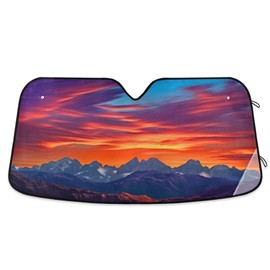 Kigai Sunset Mountain Peak Landscape Car Sun Shade for Windshield Cars Sun Visor Protector, Foldable Automotive Sunshade Cover for Cars SUV Truck Front Window