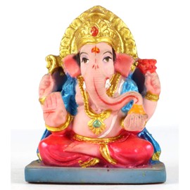 ASHIRWAD 2.5" Small Ganesha Statue, Sculpture, Mini Lord Ganesh, Ganpati Polyresin Idol in Multicolour (Ganesha-03)