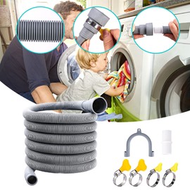 Washing Machine Hose Extension Thickened Universal Washing Machine Dishwasher Drain Waste Hose Extension Kit Home Laundry Room Bathroom Washing Machine Drain Hose Waste Pipe Hoop(size:4m)
