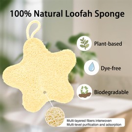 PlesQui Natural Loofah Body Scrubber, Plant-Based Exfoliator for Men Women & Kids, Gentle Skin Cleansing Sponge (LF_3BB)