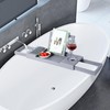 Utoplike Bathtub Tray Caddy Bamboo, Grey Bath Table for Tub