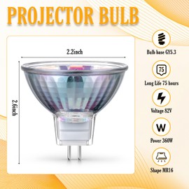 Grinsvalley 2 Pcs Projector Bulb 82v 360w Overhead Projector Lamp Gy5.3 2-Flat Pin Base for Overhead Projectors Stage Studio Lighting Lamp Replacement
