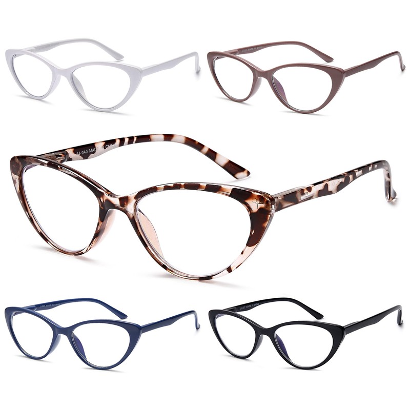 EYEURL Reading Glasses for Women 5 Pack Fashion Cat Eye