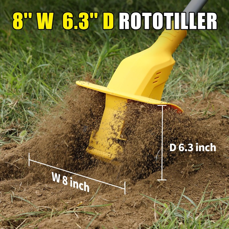 Cordless Tiller Compatible with Dewalt 20V (Tool Only) - 300W