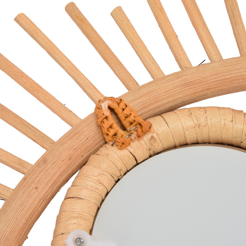 Nordic Makeup Mirror Rattan Woven Eye Shape Wall Hanging Mirror