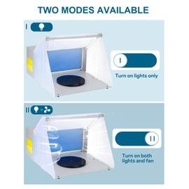 Anesty Airbrush Spray Booth with Bright LED Lights Turn Table Hose and Extra Replacement Filter, Portable Paint Booth Can be Used with LEDs Only ASPB01 White