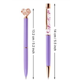 PENTA ANGEL Ballpoint Pens Set 4Pcs Black Ink Metal Glitter Roller Ball Pen Fancy Girly Gift Pens for Women Wedding Office (Purple)