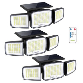 DAMINY Solar Security Light with Radar Motion Sensor,Super Bright LED with Remote,Solar-Motion Lights Outdoor Waterproof,Easy Install,3 Heads 270°Wide Angle Flood Light with 3 Lighting Modes-3 Pack