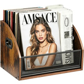 WHEARTED Extra Large Magazine Rack Floor, Farmhouse Magazine Holder,Magazine Storage Basket, File Holder Organizer Stand, Metal Storage Shelf Box Bin Folder Organizer for Magazines, Books