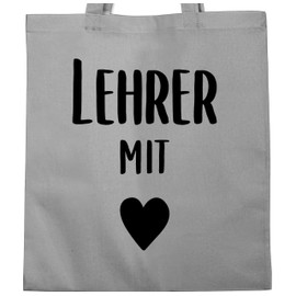 Shirtracer - Cotton Bag - Bags - Teacher with Heart, 1 Light Grey, Unit size