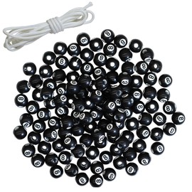 120 Pieces Billiards Beads Acrylic Sports Beads with Big Hole and 4.37 Yards Waxed Cord for Bracelets Necklaces Earrings Hair Ties Keychains Craft Making