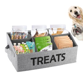 Brabtod Dog Storage Organizer,Dog Treat Container,Collapsible Fabric Storage Box for Pet Treats,with removable dividers,Dog Stuff Container for Dog Treats Stick,Dog Cat Canned Food,Packaged Snacks
