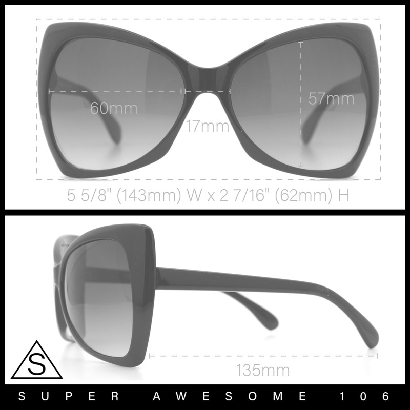 SA106 Unique Oversized Cat Eye Hybrid Butterfly Sunglasses Black