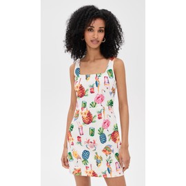 MOON RIVER Women's Square Neck Colorful Print Mini Dress, Cream Multi, M