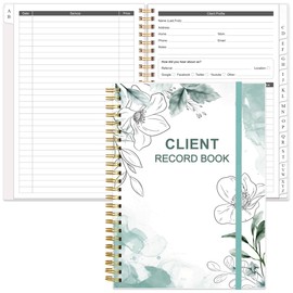 Client Record Book - Hair Stylist Client Profile Book-Binder and Client Record Cards with A-Z Alphabetical Tabs for Salons, Hair Stylist, Nail, Small Business, Teal Floral