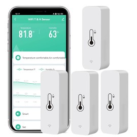 4 unidades de sensor de temperatura y humedad WiFi: monitor de temperatura y humedad inalámbrico con alerta de aplicación, exportación gratuita de almacenamiento de datos, higrómetro de temperatura