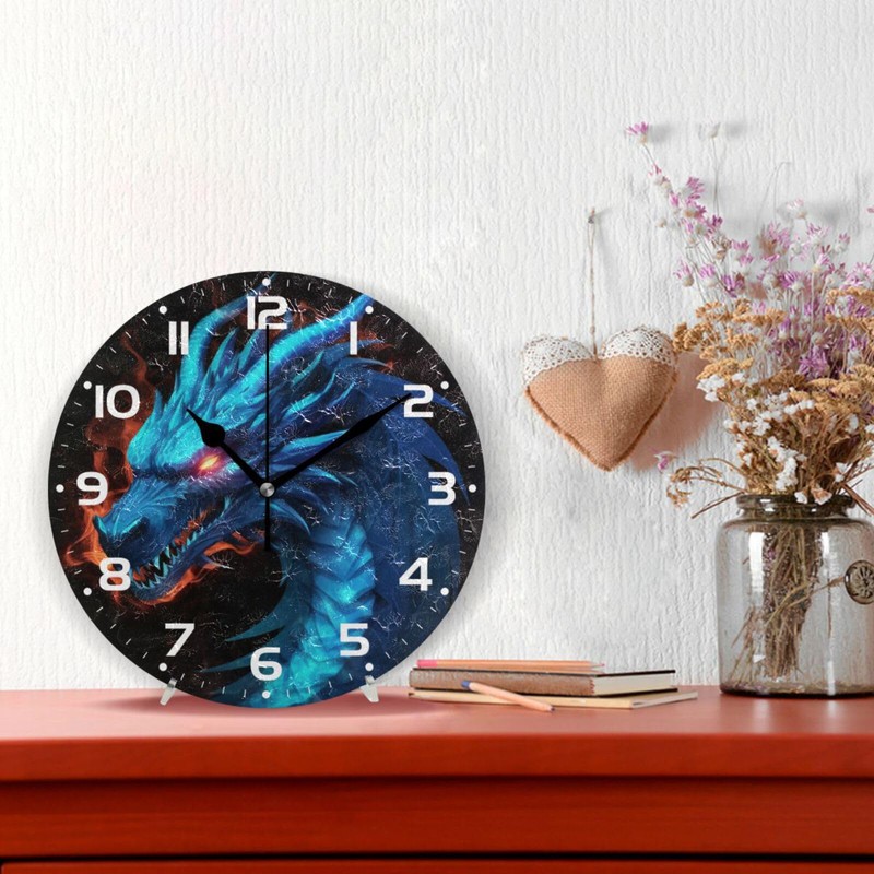 YETTASBIN Dragon Wall Clock, Silent Non Ticking Battery Operated Creative