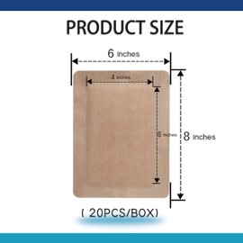 JJZEN KEAR 6"X8" 20 PCS Extra Large Sterile Nude Island Dressing Bandage for Wound - Self-Adhesive Boarded Gauze Pads - Latex Free - Medical Grade(Nude, 6"X8"-20PCS)