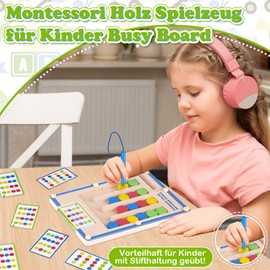 Montessori Toy from 3 4 5 6 Years Boy Girl: Motor Skills Toy Gift Boy 4-5-6-7 Years Birthday Gift Activity Board for Children's Toys from 3-8 Years Wooden Toy Educational Games Labyrinth