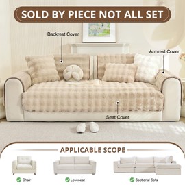 OstepDecor Faux Fur Couch Covers for Sofa, Soft Plush Sofa Covers Washable