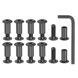 sourcing map Hex Drive Socket Cap Bolt, 10 Set Binding Screw Posts Fit for 5/16"(8mm) Hole Dia Male M6 x 10mm Carbon Steel Binding Bolts with Wrench for Leather Scrapbook, Black Oxide