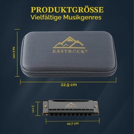 Eastrock Harmonica Set with 7 Buttons 10 Hole Key C D E F G A Bb, Black