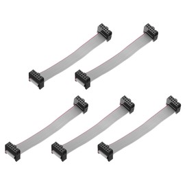 sourcing map 5 Pcs IDC Flat Ribbon Cable, 2.54mm Pitch 12mm Width 10cm Long 10 Pin FC to FC Flat Ribbon Connector Jumper Wire for PC, LED Displays