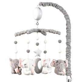 Baby Crib Mobile - Elephant Crib Mobile for Girls with 25 Inches Mobile Arm and 35 Lullabies Musical Box, 3 Modes Digital, Volume Control, Essential Gift for Infant Bedroom Hanging Decor