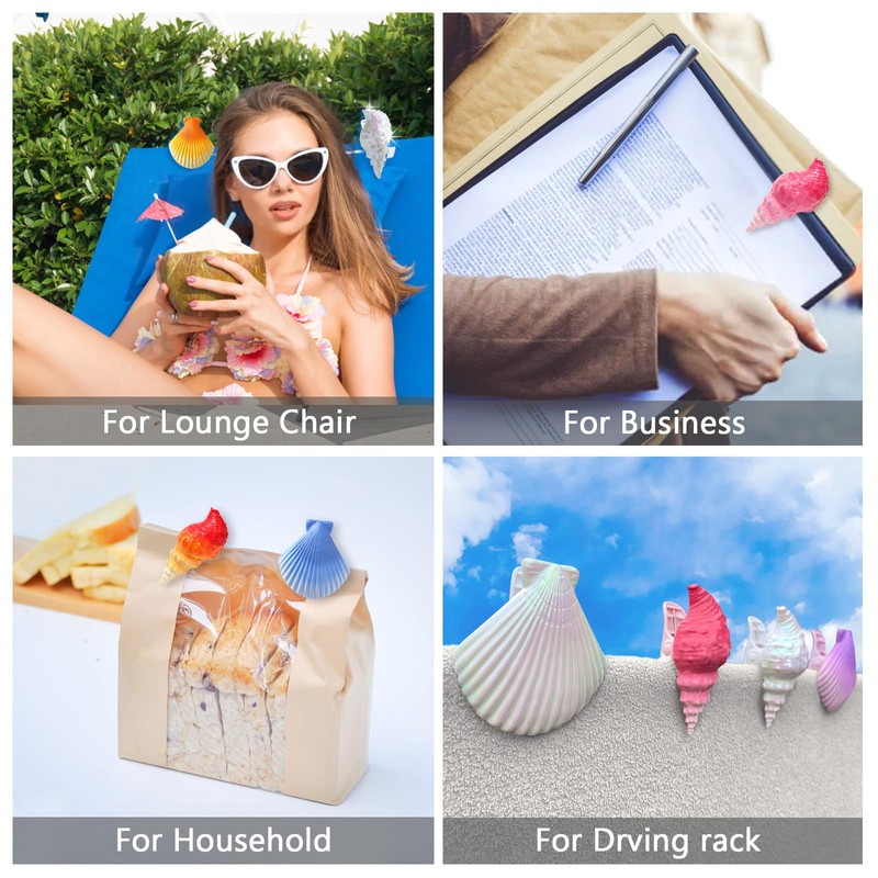 CaLoogn Shells Beach Towel Clips for Pool Chairs, Lounge Chairs,