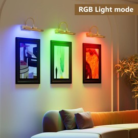 ENWEGEY RGB Picture Light for Wall - 14In Painting Light with Remote, 4000mAh Rechargeable Picture Light Battery Operated, 3 Color Temps & 15 RGB Modes & Brightness Adjustable