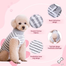 TQFlow Dog Surgery Recovery Suit, Surgical Bodysuits Abdominal Wounds Protector for Female Male, Dog Cone E-Collar Alternative, Surgical Onesie Suits Prevent Licking for Small, Medium Puppy (Grey,XL)