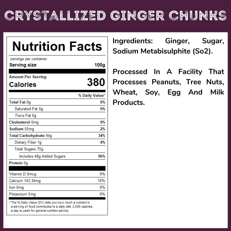 WinCrest Dried Crystallized Ginger Chunks - 5 Lb Case