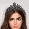 1PC Vintage Baroque Crown Alloy Bridal Hair Tiara Headpiece (Black)