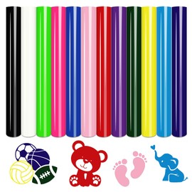 Tintnut Heat Transfer Vinyl Multicoloured Plotter Film Textile, Flex Film Plotter Textile, Pack of 12, 30 cm x 25 cm