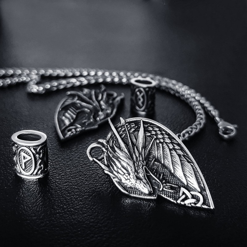 ZiWuark Matching Dragon Necklace Couples Viking Heart Necklace Jewelry for