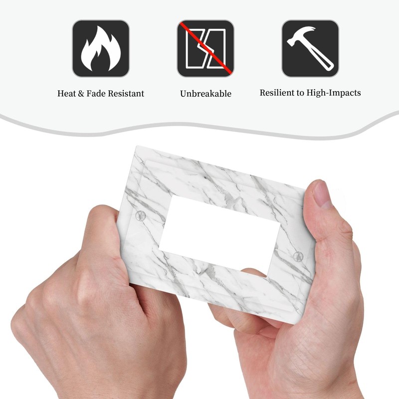 OILbiexn Decorative Outlet Covers with Modern Grey White Marble Print