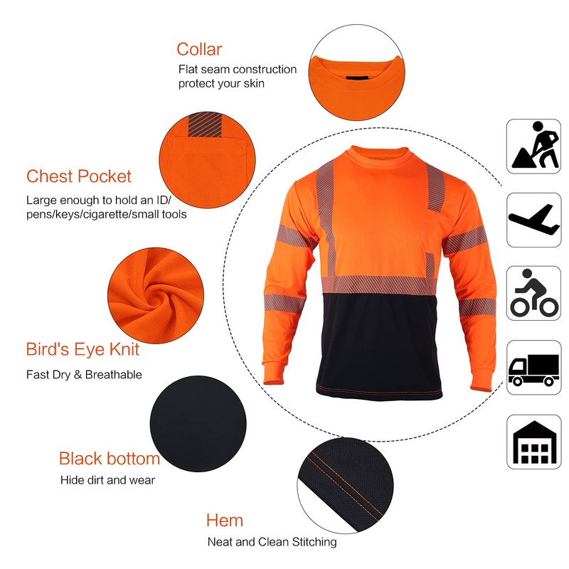 FONIRRA Safety Reflective High Visibility Shirts for Men ANSI Class