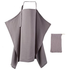 Dimoxii Nursing Cover for On the Go, Soft Muslin Nursing Cover with Storage Bag, Breathable Multi-Purpose Nursing Cover (Grey)