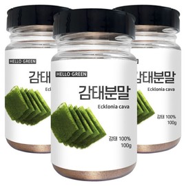 Hello Green Seaweed Powder 100gx3 (Pack) Jeju Seaweed Powder Natural Seasoning / 헬로우그린 감태 분말 가루 100gx3(통) 제주 바다 감태분말 천연조미료