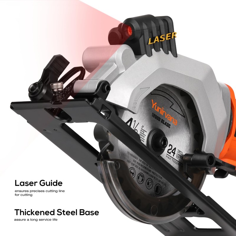 Yunirvana Mini Circular Saw, 20V 3400RPM Professional Cordless Circular Saw,