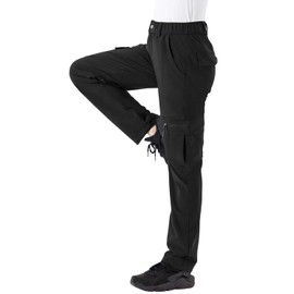 Rdruko Women's Hiking Cargo Pants Lightweight Water-Resistant Quick Dry UPF 50+ Travel Work Pants Zipper Pockets Black XX-Large