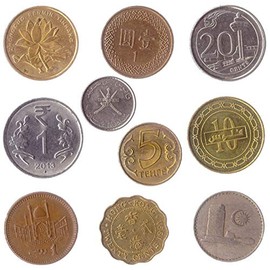 10 Coins Picked Randomly from Different Countries in Asia, Afro-Asia, EURASIA