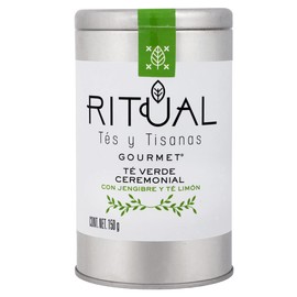 Té Verde ceremonial con jengibre y té de limón | Ritual Gourmet | Tés y tisanas | Té de hoja suelta para la salud y el bienestar | Orgánico, artesanal, sin azúcar y 100% gluten free | Lata de 150 gr